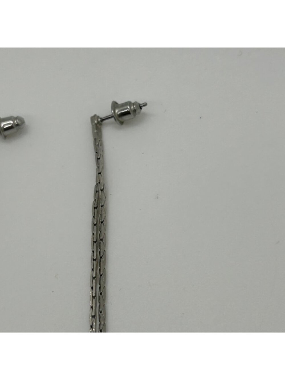 Long Silver Tone Chain Dangle Earrings Linear 5" Drop Tassel Minimalist Jewelry - Picture 5 of 10